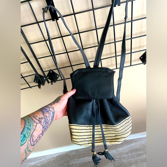 Rebecca Minkoff Bags Rebecca Minkoff Leather And Raffia Mini Backpack Poshmark